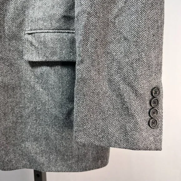 NWT WALTER MORTON 40R Gray Herringbone 2 btn100% Worsted Wool blazer USA 1 vent - Picture 2 of 9